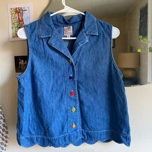 Denim collared tank top